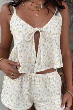 Textured Split Front Cami Top