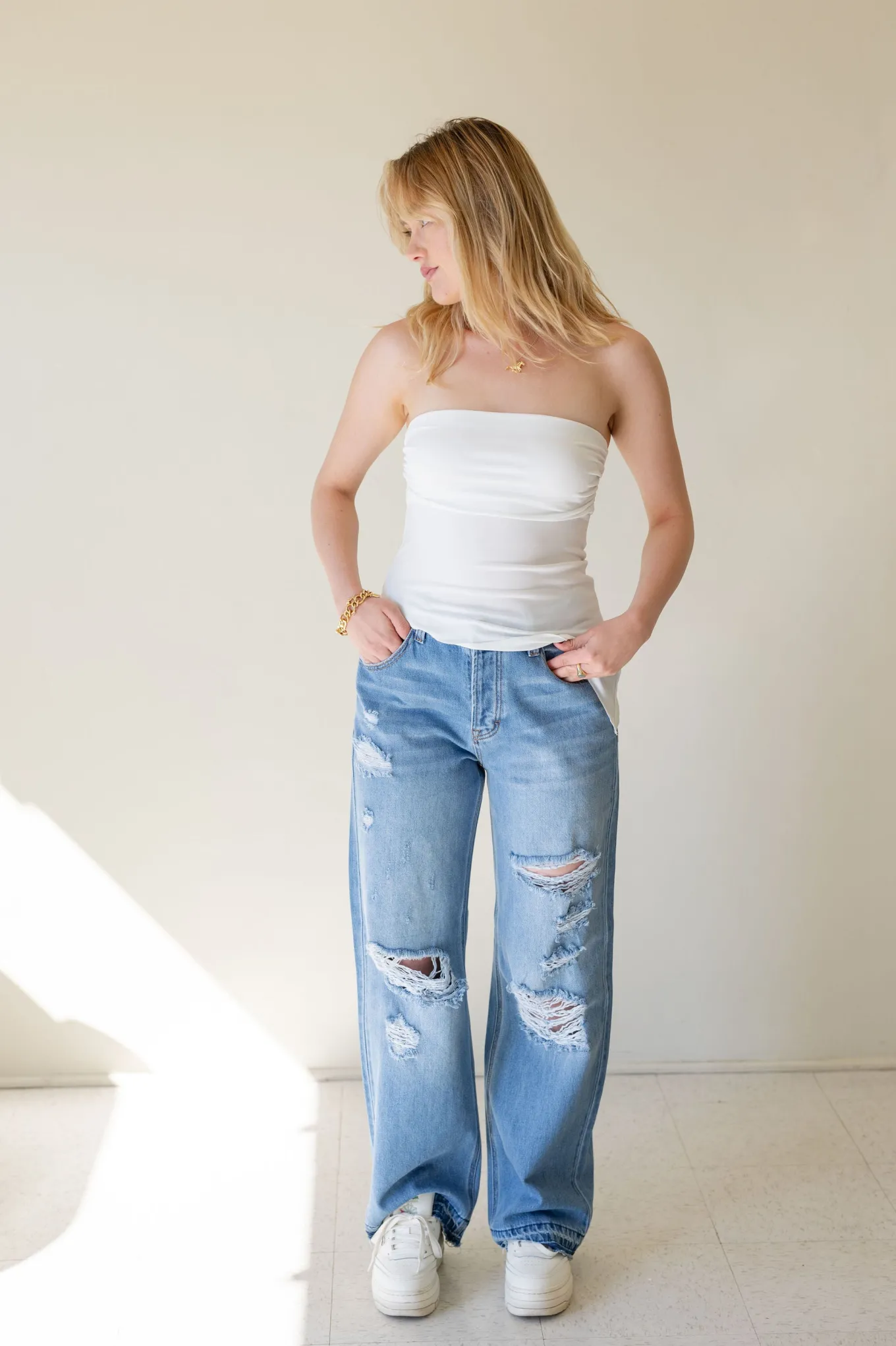 Vintage Low Rise Distress Jeans by Nectar Premium Denim