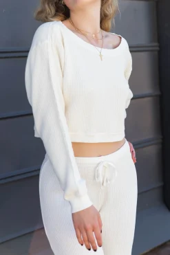 Waffle Knit Crew Top