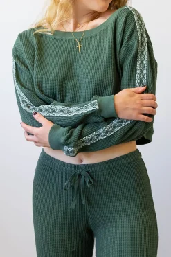 Waffle Knit Crew Top
