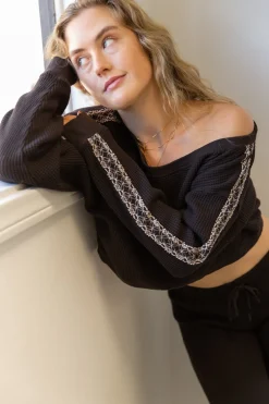 Waffle Knit Crew Top